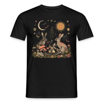 Cottagecore Ästhetische Kaninchen Mond Pilz Witchy - Männer T-Shirt - Schwarz - Vorne - AI Model Male 178 light (178cm)