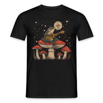 Cottagecore Aesthetic Frog Playing Guitar Pil - Men's T-Shirt - black - Front - AI Model Male 178 light (178cm)