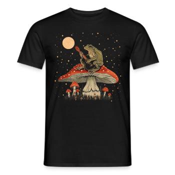 Cottagecore Aesthetic Frog Playing Guitar Pil - Men's T-Shirt - black - Front - AI Model Male 178 light (178cm)