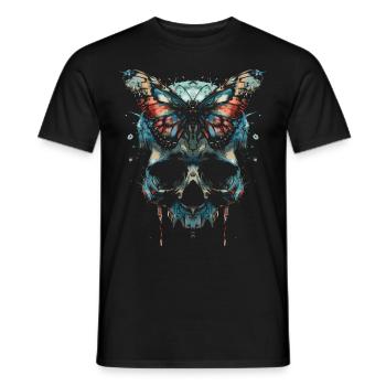 Weirdcore Ästhetik Schädel Schmetterling Strangeco - Männer T-Shirt - Schwarz - Vorne - AI Model Male 178 light (178cm)