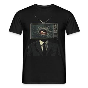 Weirdcore Ästhetik TV Mann Augapfel Grunge Strange - Männer T-Shirt - Schwarz - Vorne - AI Model Male 178 light (178cm)