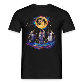 Dauphin Océan Animal Lune Hurlante - T-shirt homme - noir - Devant - AI Model Male 178 light (178cm)