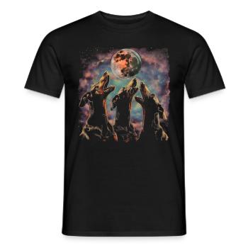 Doberman Dog Howling Moon - Men's T-Shirt - black - Front - AI Model Male 178 light (178cm)