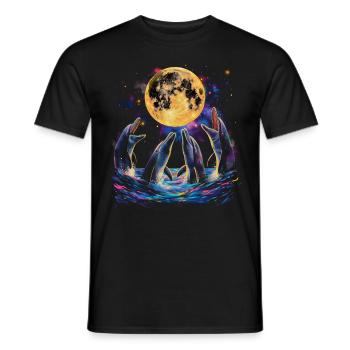 Dauphin Océan Animal Lune Hurlante - T-shirt homme - noir - Devant - AI Model Male 178 light (178cm)