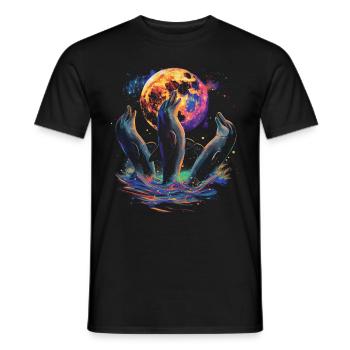 Dauphin Océan Animal Lune Hurlante - T-shirt homme - noir - Devant - AI Model Male 178 light (178cm)