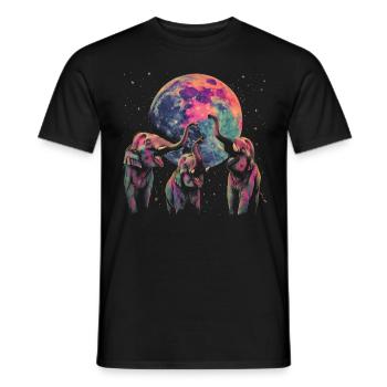Éléphant Animal Lune Hurlante - T-shirt homme - noir - Devant - AI Model Male 178 light (178cm)