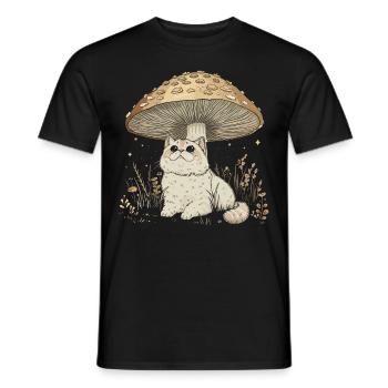 Cottagecore Esthétique Chat Mignon Champignon Sorcière - T-shirt homme - noir - Devant - AI Model Male 178 light (178cm)