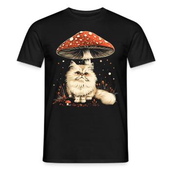 Cottagecore Ästhetische Perserkatze Pilz Witchy Fl - Männer T-Shirt - Schwarz - Vorne - AI Model Male 178 light (178cm)