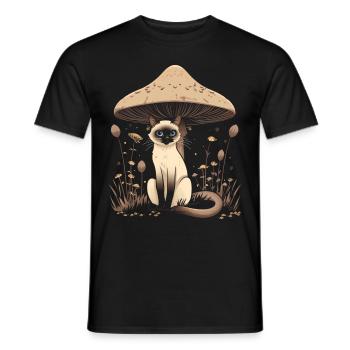 Cottagecore esthétique Chat siamois champignon wit - T-shirt homme - noir - Devant - AI Model Male 178 light (178cm)