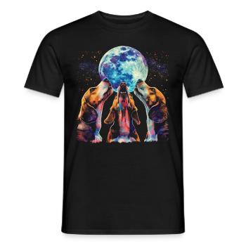 Beagle Dog Howling Moon - Men's T-Shirt - black - Front - AI Model Male 178 light (178cm)