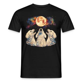 Bichon Frise Dog Howling Moon - Men's T-Shirt - black - Front - AI Model Male 178 light (178cm)