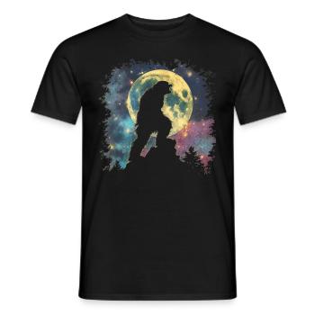 Bigfoot Sasquatch Yeti Howling Moon - Men's T-Shirt - black - Front - AI Model Male 178 light (178cm)