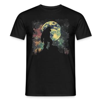 Bigfoot Sasquatch Yeti Howling Moon - Men's T-Shirt - black - Front - AI Model Male 178 light (178cm)
