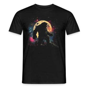Bigfoot Sasquatch Yeti Howling Moon - Men's T-Shirt - black - Front - AI Model Male 178 light (178cm)