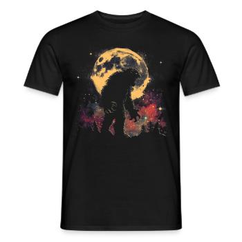 Bigfoot Sasquatch Yeti Howling Moon - Men's T-Shirt - black - Front - AI Model Male 178 light (178cm)