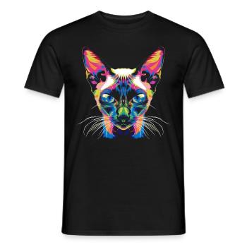 Siamese Cat Popart - Men's T-Shirt - black - Front - AI Model Male 178 light (178cm)