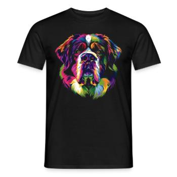 Bernhardiner Hund Popart - Männer T-Shirt - Schwarz - Vorne - AI Model Male 178 light (178cm)