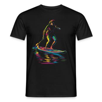 SUP Stand Up Paddling Paddle Board Popart - Männer T-Shirt - Schwarz - Vorne - AI Model Male 178 light (178cm)