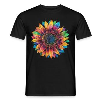 Sunflower Flower Popart - Men's T-Shirt - black - Front - AI Model Male 178 light (178cm)