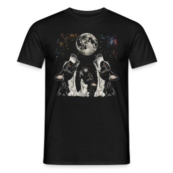 Boston Terrier Dog Howling Moon - Men's T-Shirt - black - Front - AI Model Male 178 light (178cm)