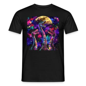 Brachiosaurus Dinosaur Howling Moon - Men's T-Shirt - black - Front - AI Model Male 178 light (178cm)