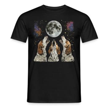 Brittany Spaniel Chien Lune Hurlante - T-shirt homme - noir - Devant - AI Model Male 178 light (178cm)