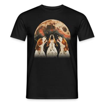 Brittany Spaniel Chien Lune Hurlante - T-shirt homme - noir - Devant - AI Model Male 178 light (178cm)