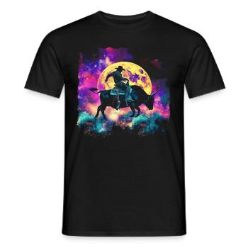 Bullrider Bull Riding Cowboy Howling Moon - Men's T-Shirt - black - Front - AI Model Male 178 light (178cm)
