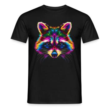Raccoon possum street cat popart - Men's T-Shirt - black - Front - AI Model Male 178 light (178cm)