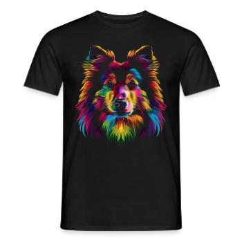 Shetland Sheepdogs Hund Popart - Männer T-Shirt - Schwarz - Vorne - AI Model Male 178 light (178cm)