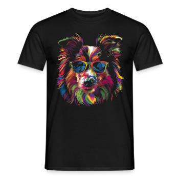 Shetland Sheepdogs Dog Sunglasses Popart - Men's T-Shirt - black - Front - AI Model Male 178 light (178cm)