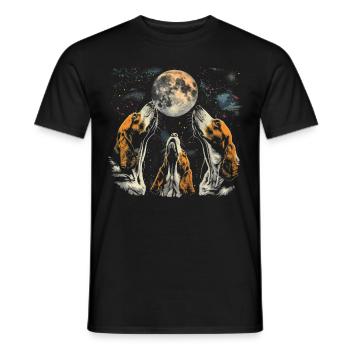 Basset Hound Chien Lune Hurlante - T-shirt homme - noir - Devant - AI Model Male 178 light (178cm)