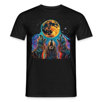 Cocker Spaniel Dog Howling Moon - Men's T-Shirt - black - Front - AI Model Male 178 light (178cm)