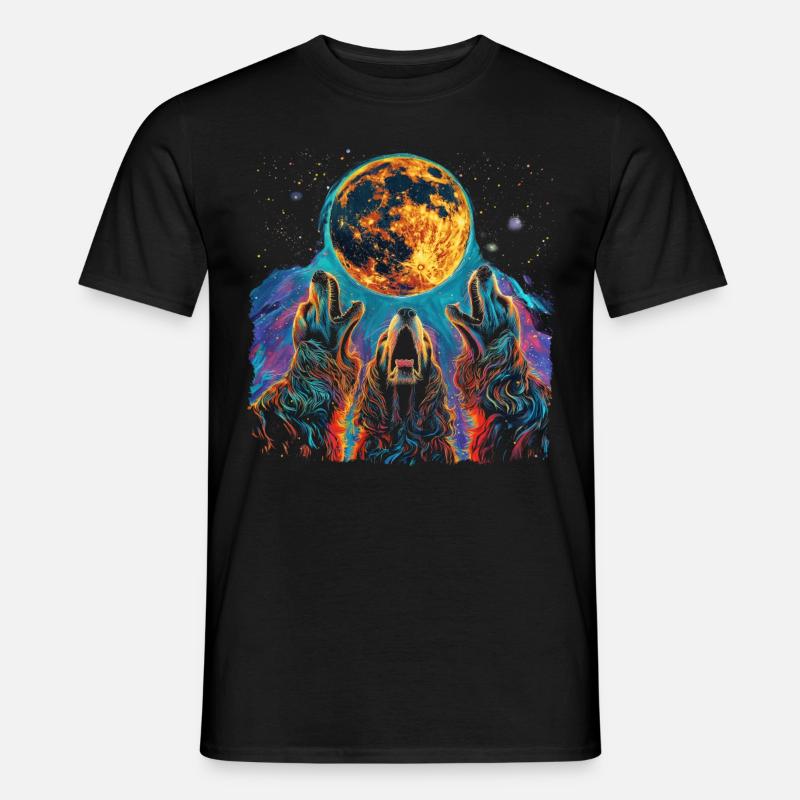 Cocker Spaniel Hund Heulender Mond - Männer T-Shirt - Schwarz
