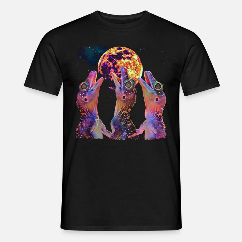 Crested Lizard Howling Moon - Men’s T-shirt - black