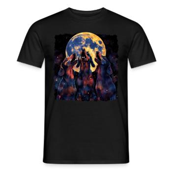 Dackel Hund Heulender Mond - Männer T-Shirt - Schwarz - Vorne - AI Model Male 178 light (178cm)