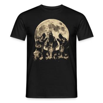 Dachshund Dog Howling Moon - Men's T-Shirt - black - Front - AI Model Male 178 light (178cm)