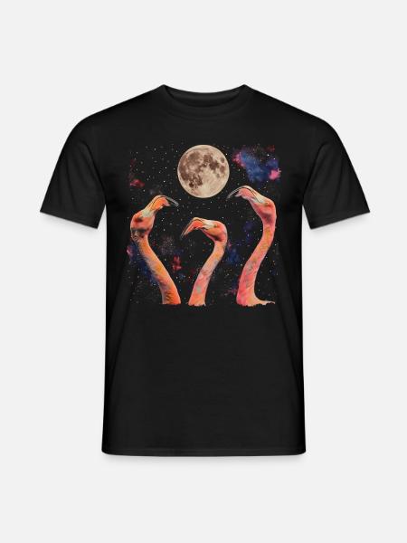 Flamingo Animal Howling Moon - Men's T-Shirt - black
