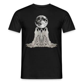 Ghost Halloween Spooky Howling Moon - Men's T-Shirt - black - Front - AI Model Male 178 light (178cm)