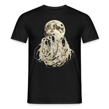 Ghost Halloween Spooky Howling Moon - Men's T-Shirt - black - Front - AI Model Male 178 light (178cm)