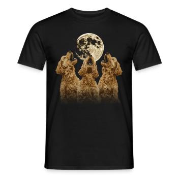 Golden Doodle Goldendoodle Dog Howling Moon - Men's T-Shirt - black - Front - AI Model Male 178 light (178cm)