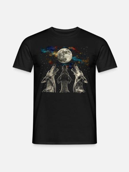Greyhound Dog Howling Moon - Men's T-Shirt - black