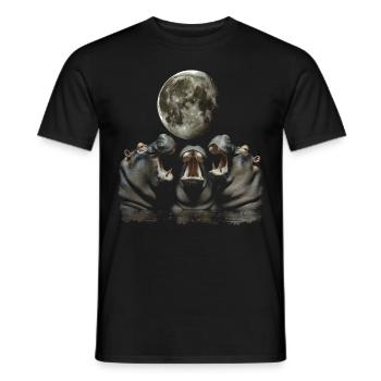 Hippopotamus Hippopotamus Howling Moon - Men's T-Shirt - black - Front - AI Model Male 178 light (178cm)
