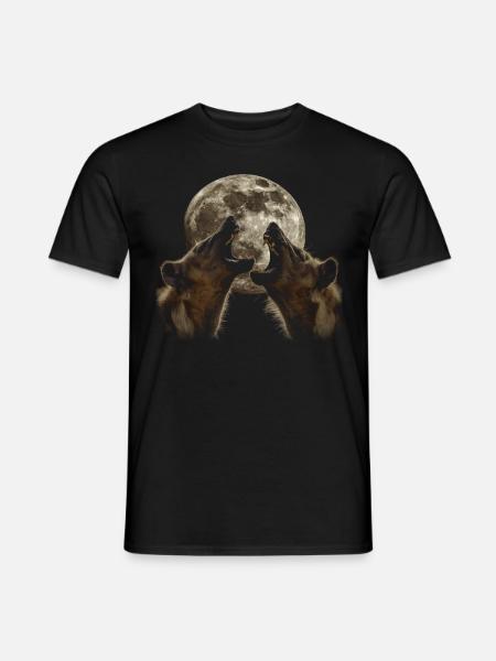 Hyena African Animal Howling Moon - Men's T-Shirt - black