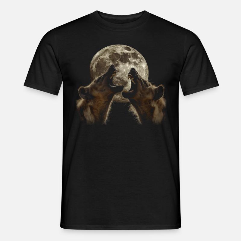 Hyäne Afrikanisches Tier Heulender Mond - Männer T-Shirt - Schwarz