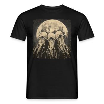 Jellyfish Ocean Howling Moon - Men's T-Shirt - black - Front - AI Model Male 178 light (178cm)