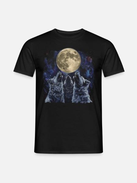 Keeshond Dog Howling Moon - Men's T-Shirt - black