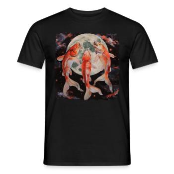 Koi Fish Carp Nishikigoi Japan Howling Moon - Men's T-Shirt - black - Front - AI Model Male 178 light (178cm)
