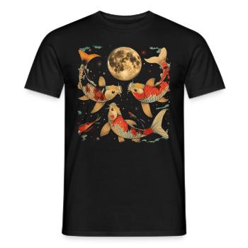 Koi Fish Carp Nishikigoi Japan Howling Moon - Men's T-Shirt - black - Front - AI Model Male 178 light (178cm)