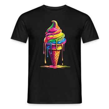 Cornet de crème glacée Popart - T-shirt homme - noir - Devant - AI Model Male 178 light (178cm)